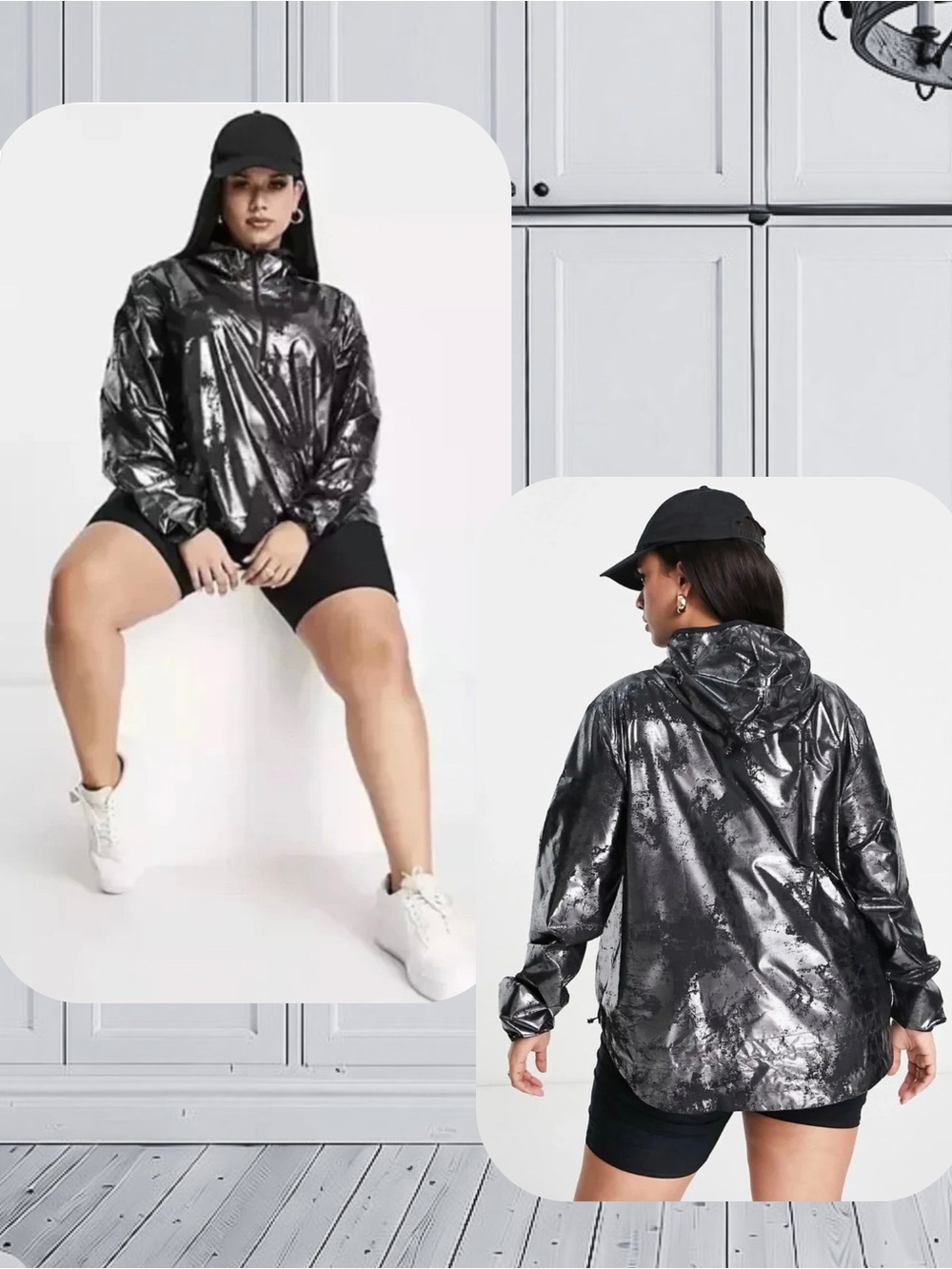 NWOT Nike Air Metallic Silver Foil Print Half Zip Pocket Running Plus Size 2X